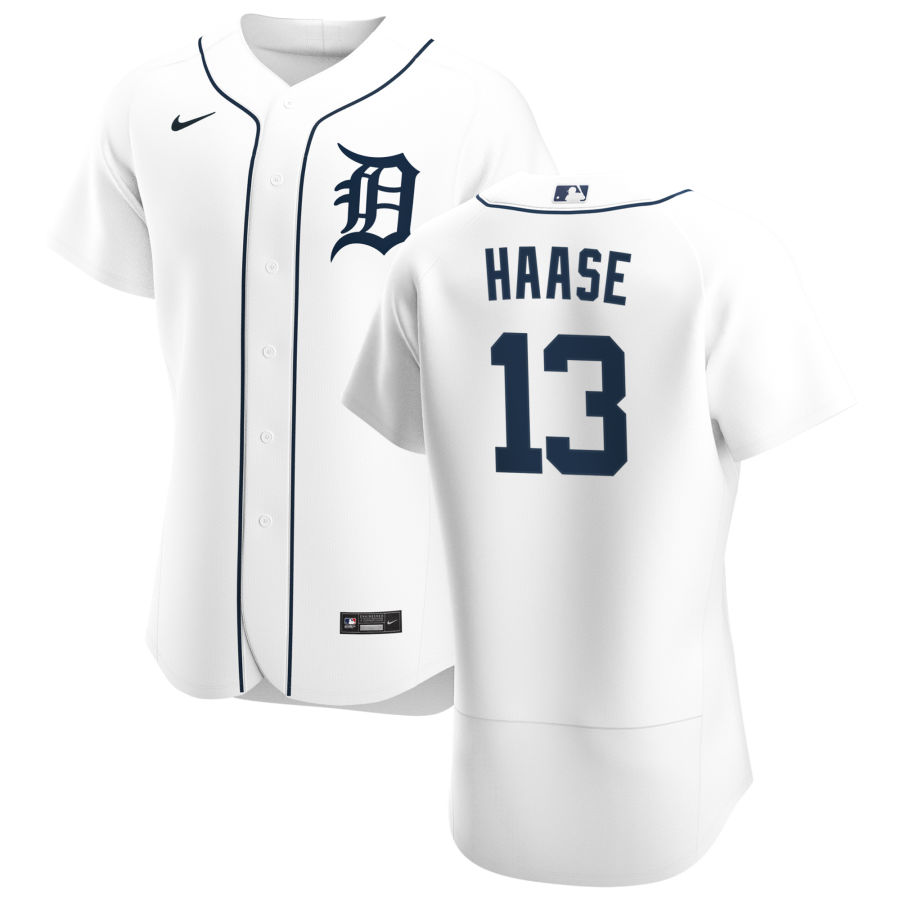 Detroit Tigers #13 Eric Haase Men Nike White Home 2020 Authentic Player MLB Jersey